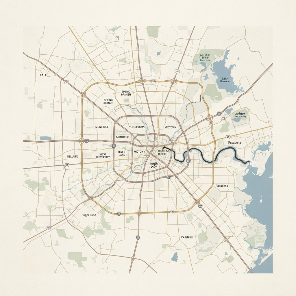 Map of the Greater Houston area served by Timeless Wood Flooring